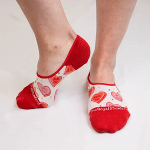 Women's Conversation Hearts No Show Socks Red/Pink One Size
