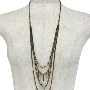 Dangling Charm Faceted Pendant Long Necklace Set