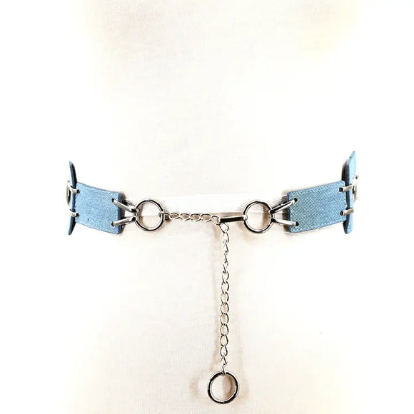 Denim Metal Heart Belt