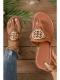 Metal Decor Leather Thong Slippers