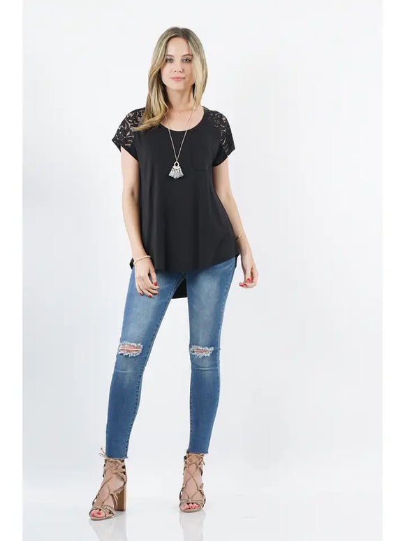 Lace Contrast Panel Tunic