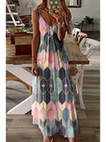 V-Neck Printed Slip Dress