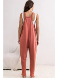 Side Pockets Harem Pants Sleeveless V Neck Jumpsuit