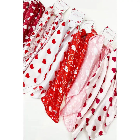 Multiuse Heart Print Satin Scarf