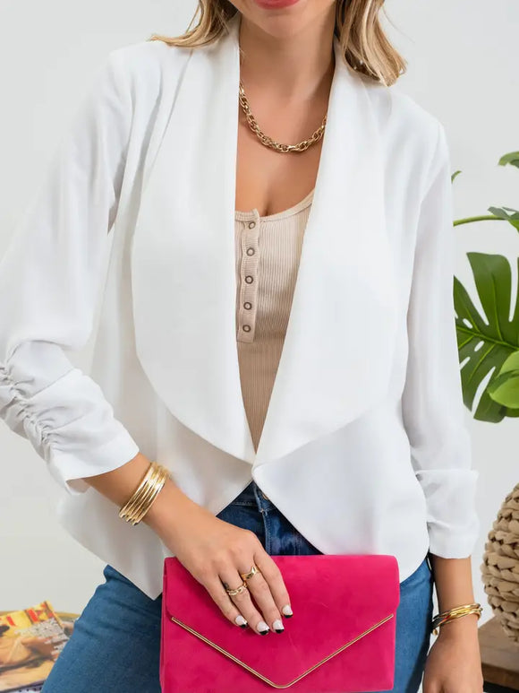 3/4 Rouched Sleeve Blazer
