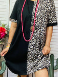 Half Black & Leopard Prints Women Dress