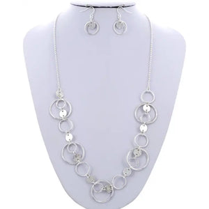 Layered Double Rings/Blink Circles Necklace Set