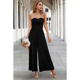 Elegant Off Shoulder Pleated High Waist Wide Leg Jumpsuit