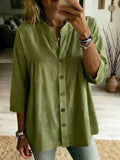Solid Color 3/4 Sleeve Shirt