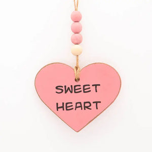 Sweet Heart Ornament Pink 4"