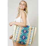 Multi Vibrant Color Aztec Print Tote Bag