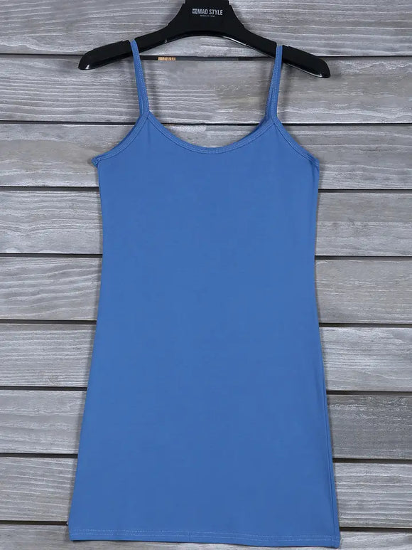 Blue Spaghetti Strap Long Tank