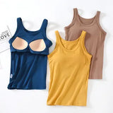 Essential Basic Rib Tank Top with Built in Bra
