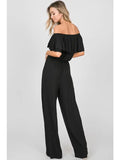 Black off the Shoulder Solid Jumpsuit