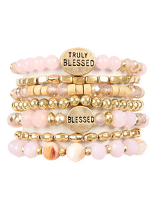 Truly Blessed" Charm Mix Beads Bracelet