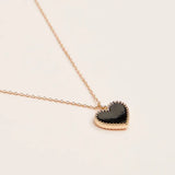 Gold Heart Pendant Necklace with Enamel and Crystal Charm