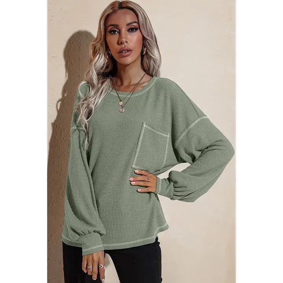 Round Neck Long Sleeve Knit Top