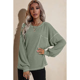 Round Neck Long Sleeve Knit Top