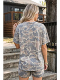 Full Size Summer Camouflage Short Sleeve Tee and Pants Set