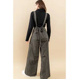 Wide Leg Stripe Suspender Jumpsuit