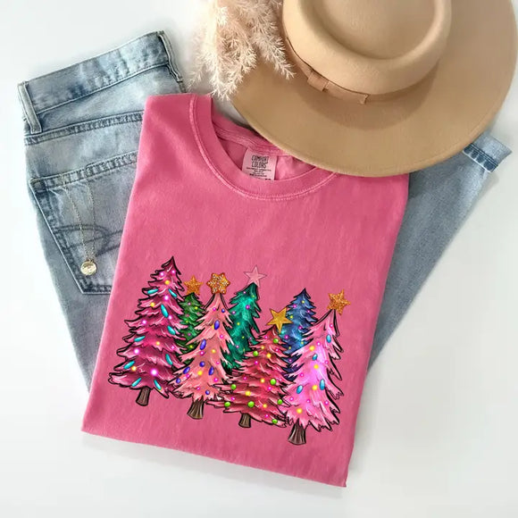 Colorful Christmas Tree, Retro, Santa, Winter, Xmas Tshirt