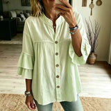 Solid Color 3/4 Sleeve Shirt