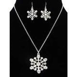 Silver Crystal Ab Snowflake Christmas Necklace Set