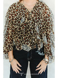 Leopard Print Ruffle Long Sleeve Blouse