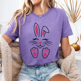 Cute Easter Bunny Women's Graphic T-Shirt, Faux Pink Glitter