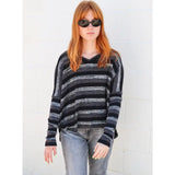 Cozy Knit Oversize Stripe Vneck Sweater