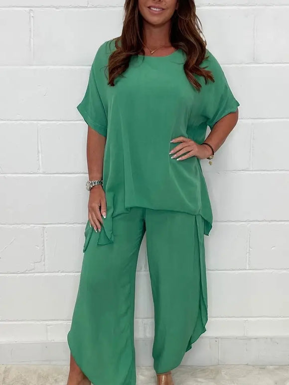 Color Loose Large Size Short Sleeve Suit