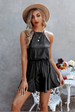 Sleeveless Print Ruffle Wide Leg Romper
