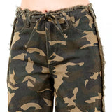 Camouflage Frayed Edge Wide Leg PANTS-