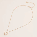 Gold Heart Pendant Necklace with Enamel and Crystal Charm