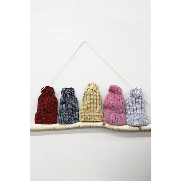 TWO TONE KNITTED POM BEANIE