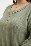 Plus Waffle Knit Henley Long Sleeve Knit Top