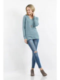 Brushed Microfiber Long Sleeve V-Neck Tee