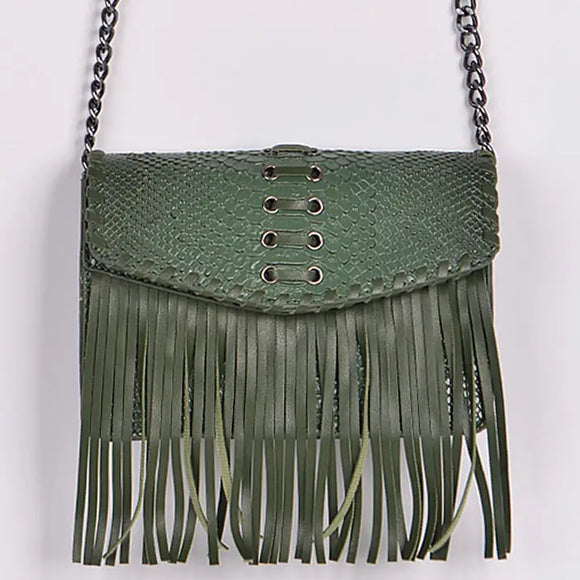 Animal Print Tassel Clutch