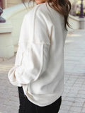 Solid Color Drop Sleeve Pullover Sweatshirt