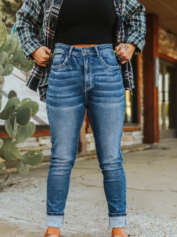 Mid Wash High Rise Skinny Jeans