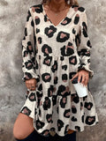 V-Neck Leopard Print Loose Dress