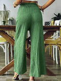 Green High Waist Pockets Smocked Pants