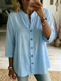 Solid Color 3/4 Sleeve Shirt