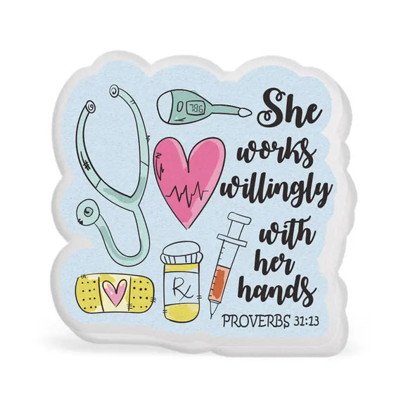 Acrylic She Works Willingly interchangeable