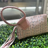 Tweed Cuff Handle Tassel Wristlet/Clutch