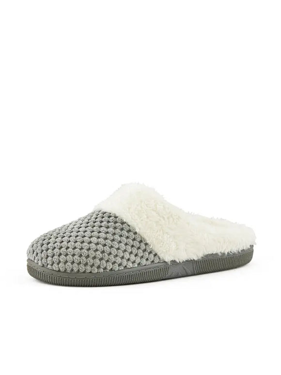 Cozy Grey Women's Faux Fur Lined Clog Slippers