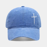 Washed Vintage Cotton Cross Embroidered Baseball Cap