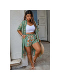 Plus Size Two Pieces Printed Elastic Waist Sets