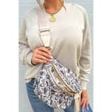 Camouflage Print Gold Chain Strap Zipper Crossbody Bag