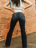 Dark Wash Thick Stitching High Rise Boot Cut Jeans (32in)